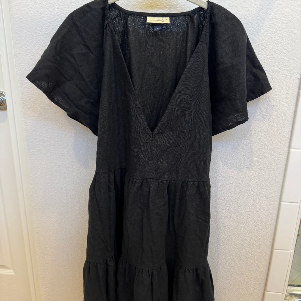 Black linen dress with pockets - Size M